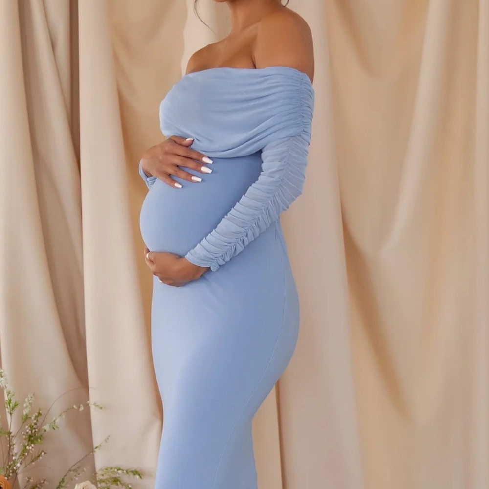 Club London - Blue Maternity Midi Dress - Size 4